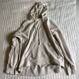 Aerie Cream Waffle Knit Hoodie